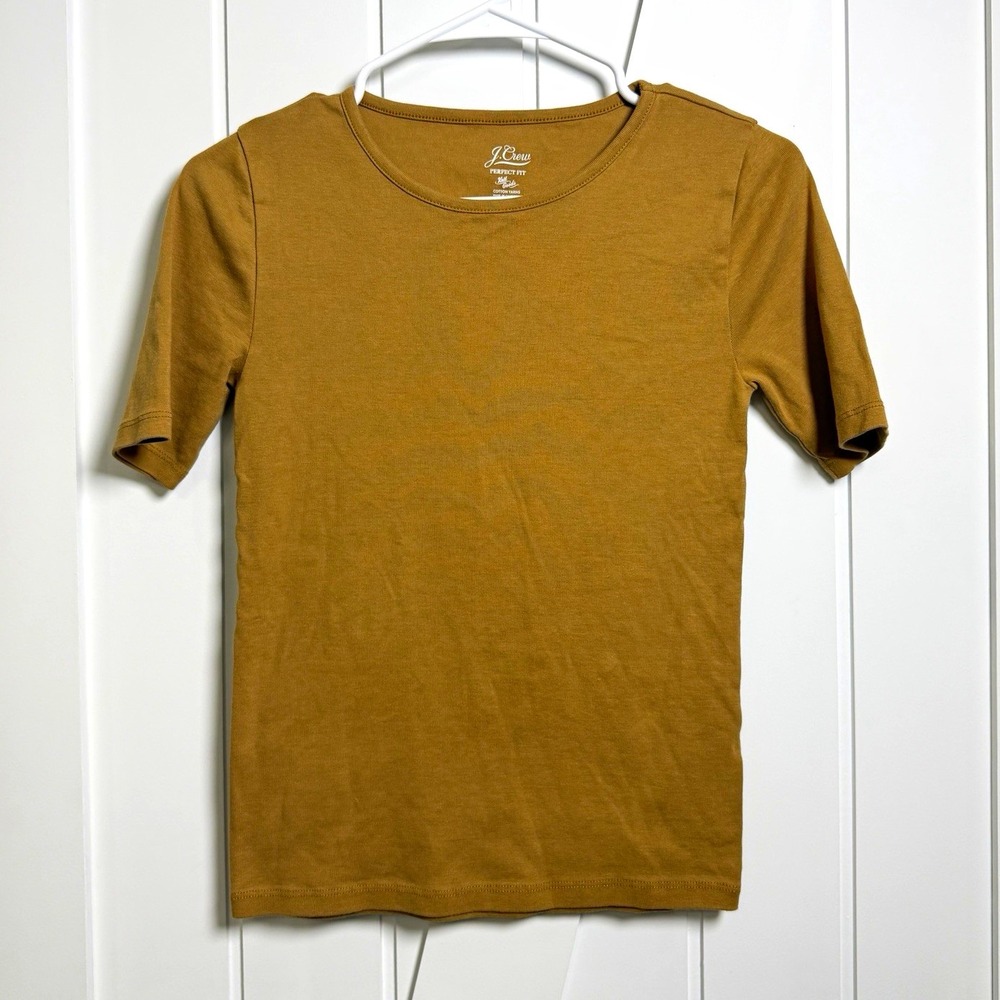 J.Crew Perfect Fit Cotton Crewneck T-Shirt Golden-Brown Size Small Capsule Retro